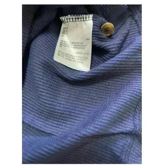 Club Room Men's Thermal Henley Shirt Navy Blue Size M Crewneck three button - Picture 8 of 9